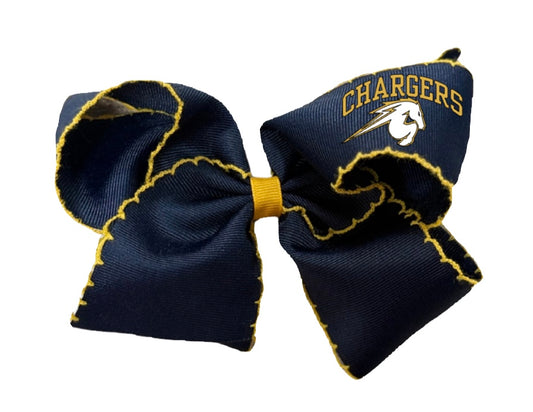 Two Tone Medium Moonstitch Bow, Chargers Horse