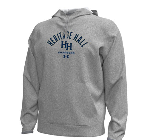 Men's UA Hoodie, steel heather, arch HHall stacked HH