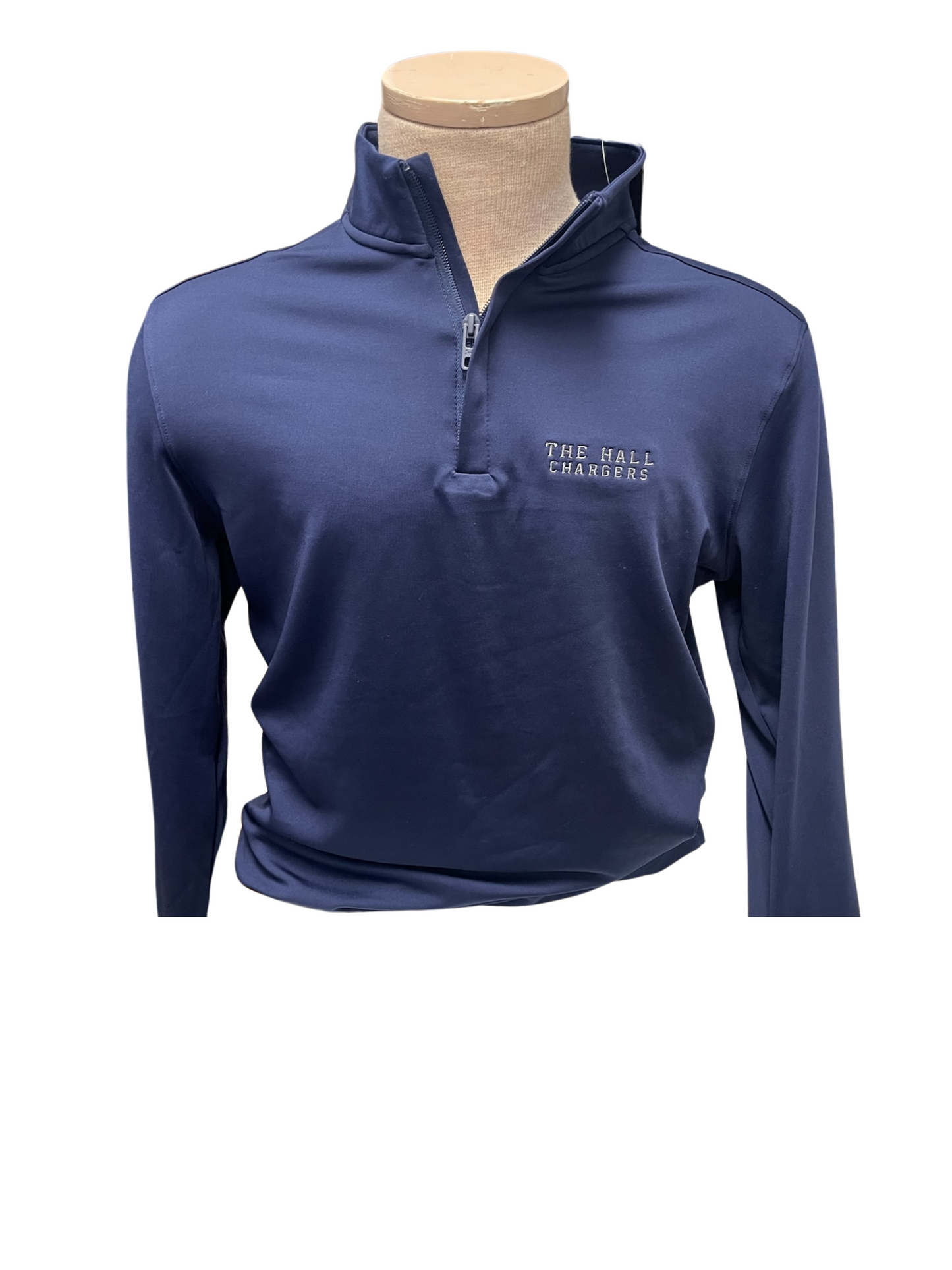 Men's 1/4 zip pullover, navy, gold THE HALL CHARGERS