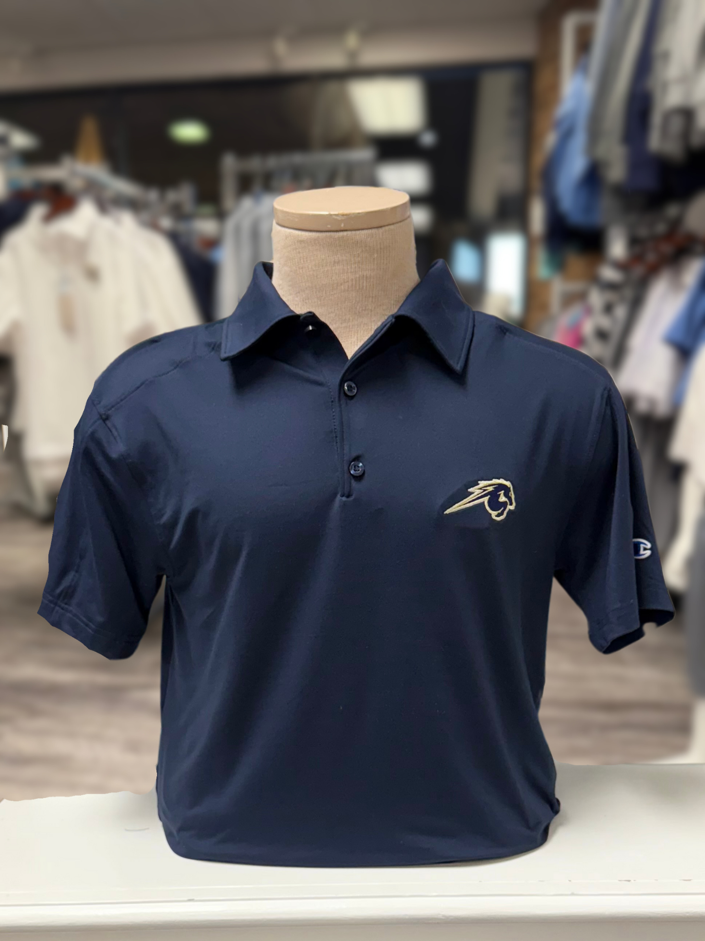 Men's Champion Polo, Navy, Charger Horse
