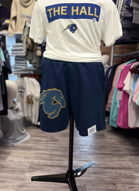 Men's Navy Sweat Shorts, Charger Horse