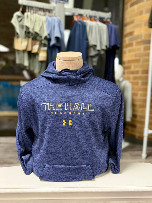Men's Under Armour Fleece Hood, navy twist, gold/white THE HALL