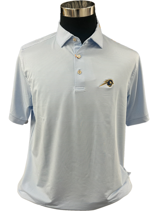 Men's blue/white striped polo, Charger Horse