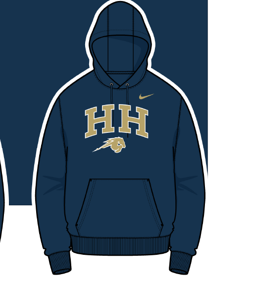 Men's Nike Hoodie, navy, HH over horse logo
