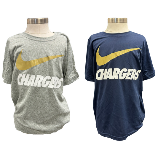 *Youth Nike Legend SS tee, gold swoosh, Chargers