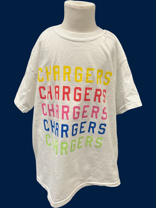 Youth Chargers rainbow repeat white shirt