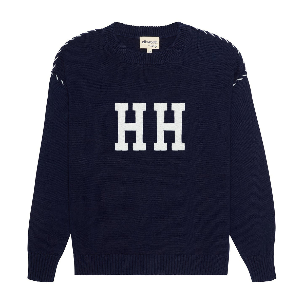 Women's ellsworth+ivey sweater, navy, HH with rope detail
