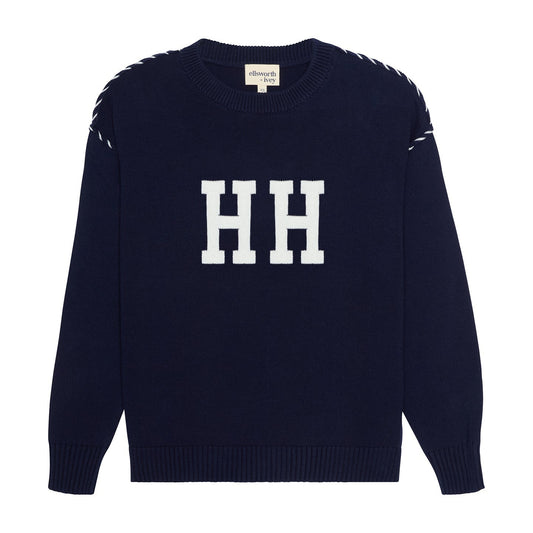 Women's ellsworth+ivey sweater, navy, HH with rope detail
