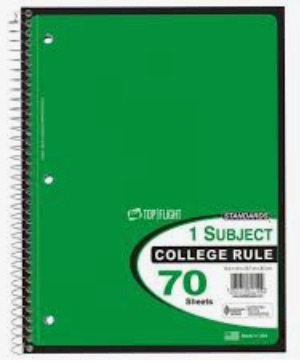 college ruled 1 subject notebook
