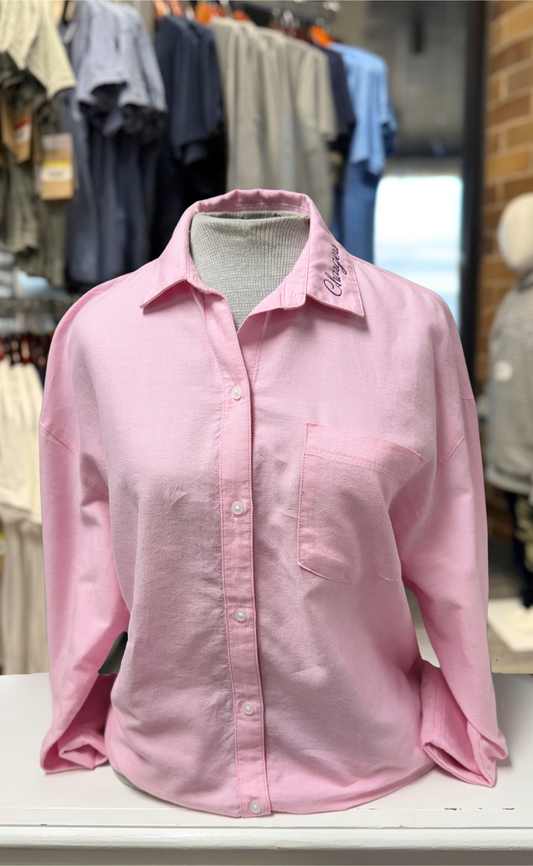 Women's Button Down Shirt, pink, Chargers