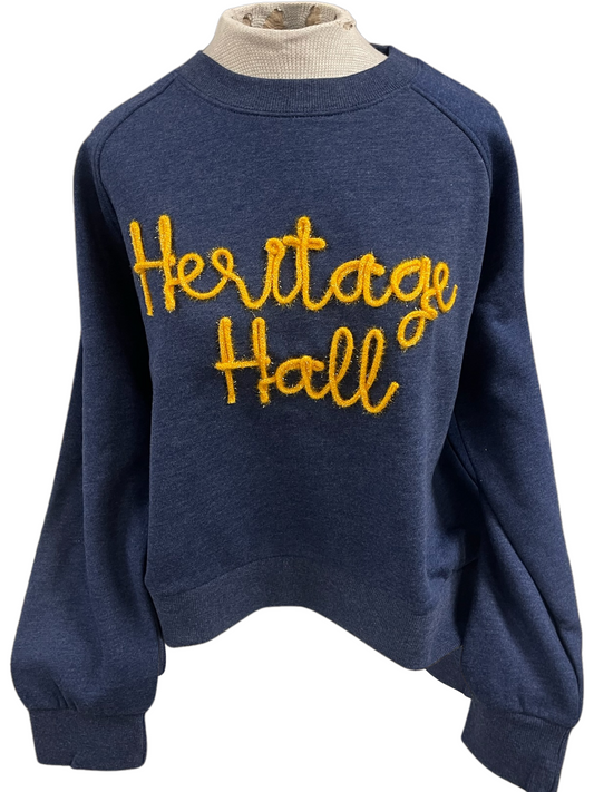 Women's Sweatshirt, navy, gold shimmer stitch