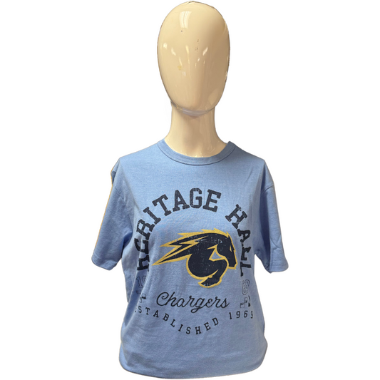 Women's T-shirt, Heather blue, arched Heritage Hall