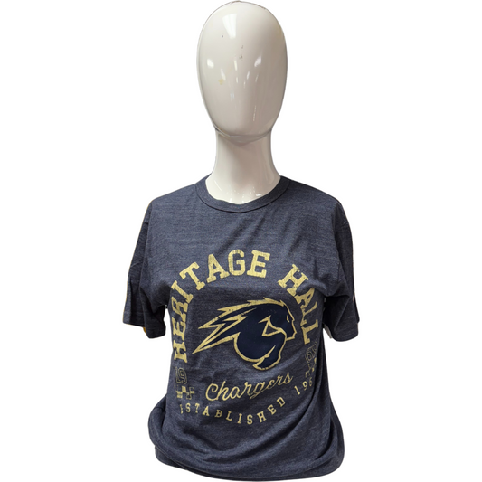 *Women's T-shirt, heather navy, arched Heritage Hall