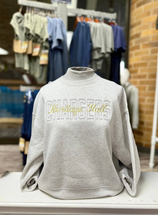 Women's Under Armour Sweatshirt, light grey, stitched Heritage Hall on Chargers