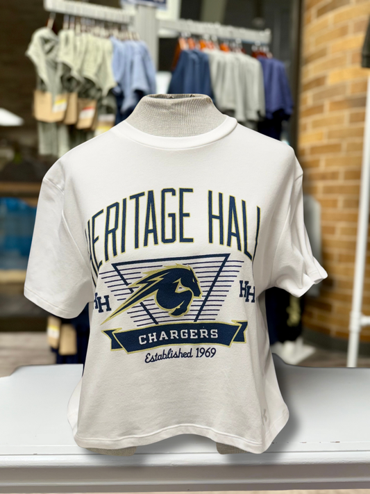 Women's Under Armour cropped white tee, Heritage Hall