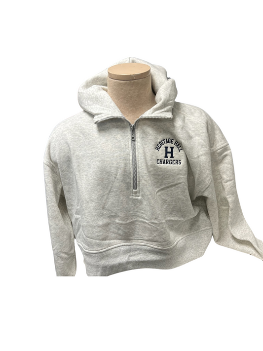 *Women's sweatshirt, 1/4 zip with collar, gray, small arch HER HALL, H, CHARGERS