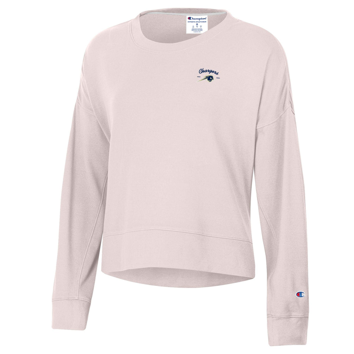 Women's soft touch LS, Champion, truthful pink, Chargers over horse