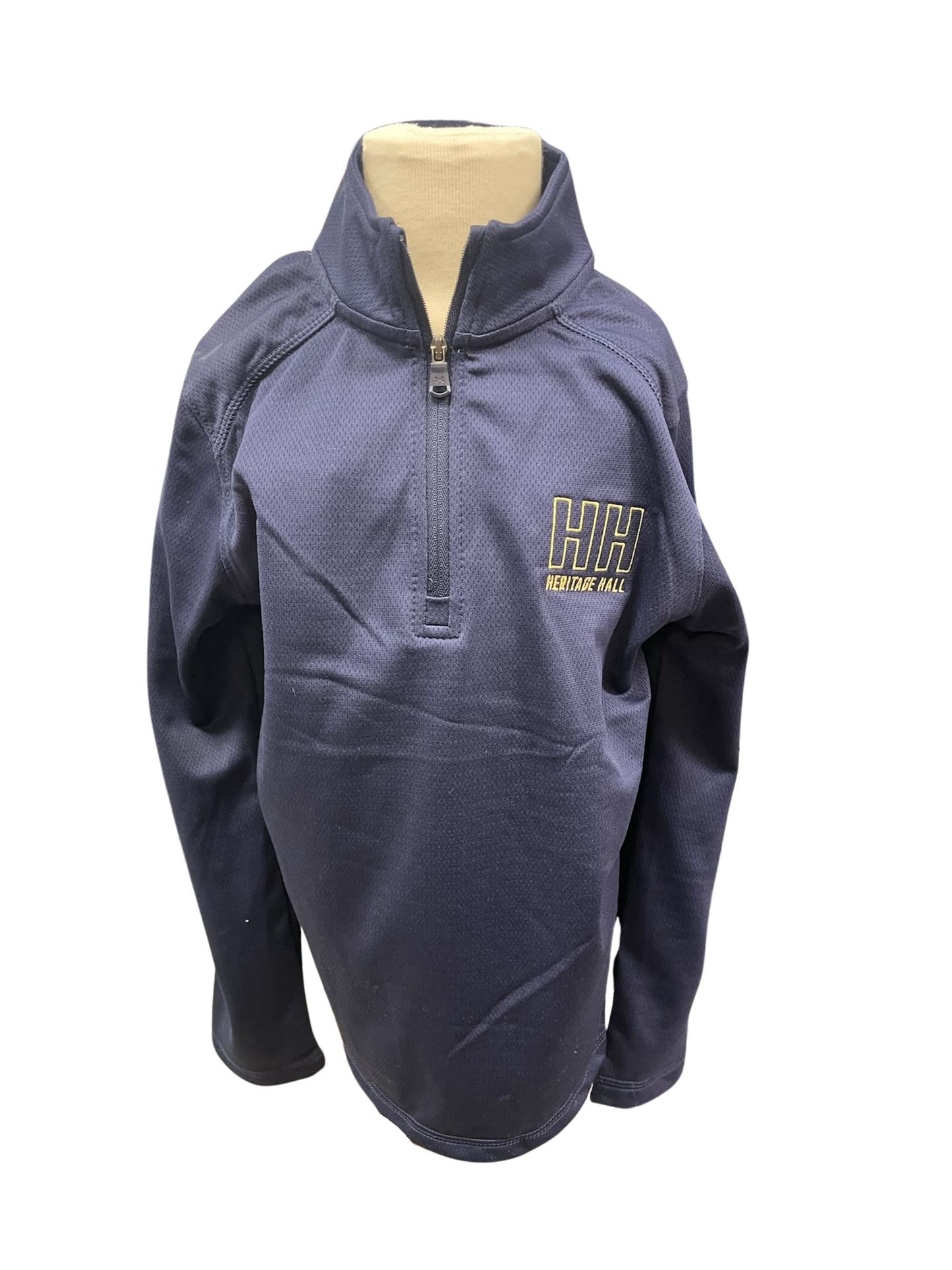 Youth 1/4 zip pullover, navy, bold HH small HER HALL