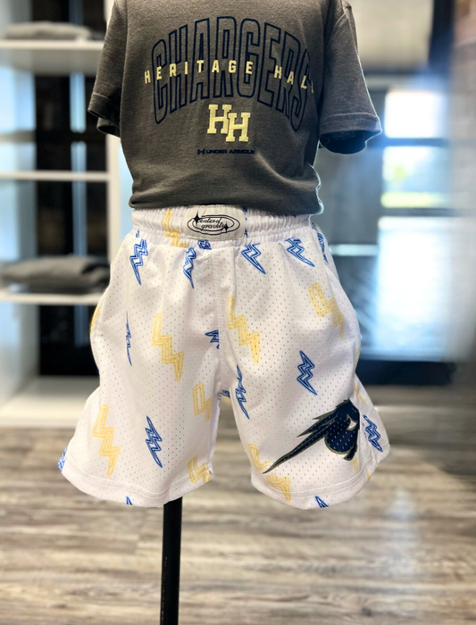 Youth Boy's Lightening Bolt Shorts, white
