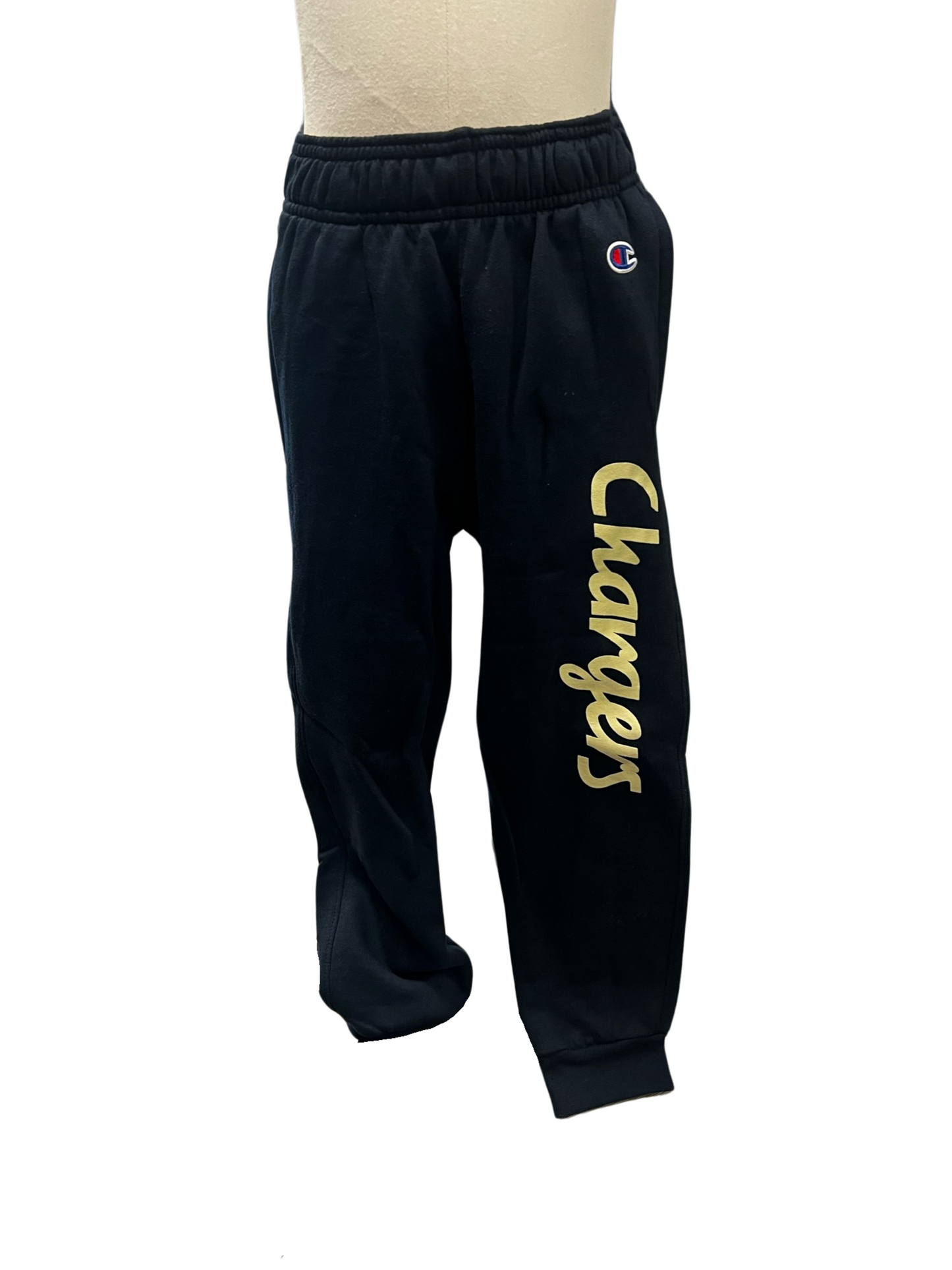 Youth Champion joggers, Navy, gold Chargers script