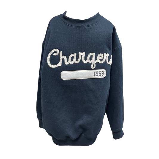 * Youth Fleece Crew Script Chargers 1969