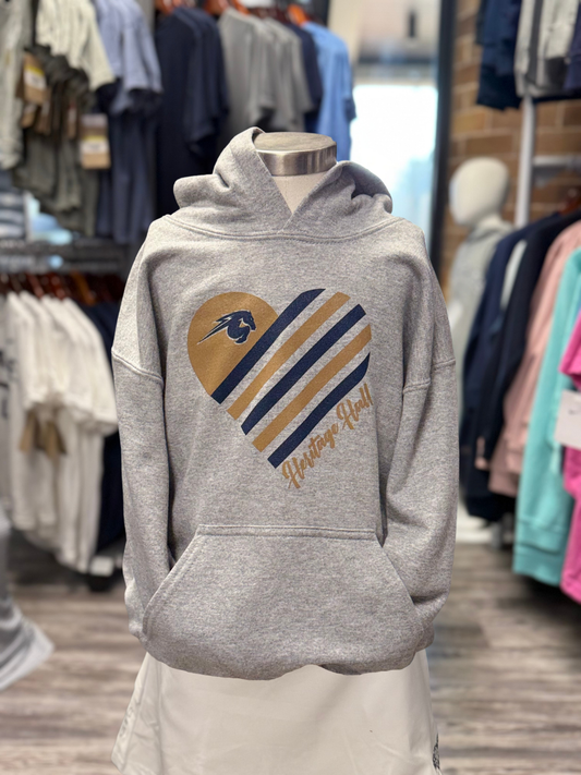 Youth Girl's Hoodie, grey, heart Heritage Hall