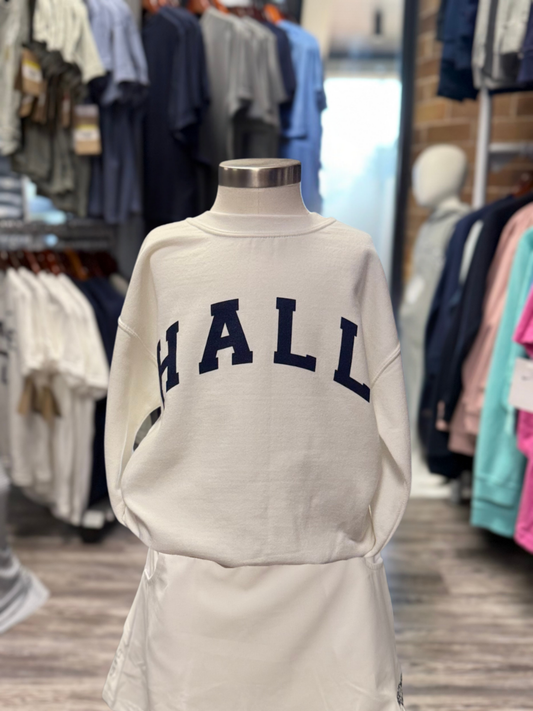 Youth Girl's Sweatshirt, white, HALL in navy