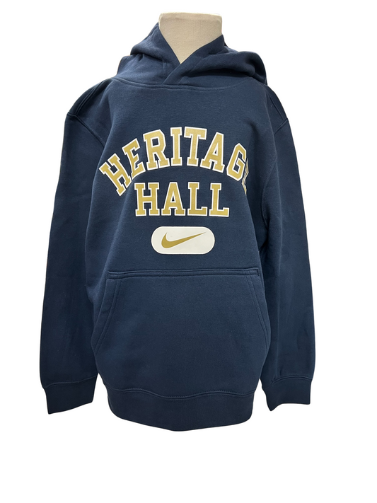 Youth Nike Hoodie Sweatshirt, navy, BLOCK HER HALL gold/white