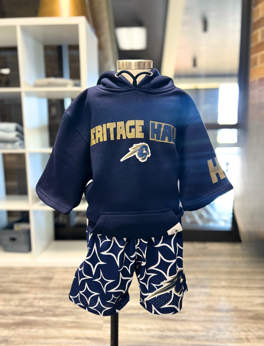 Youth Short Sleeve hoodie, navy, Heritage Hall