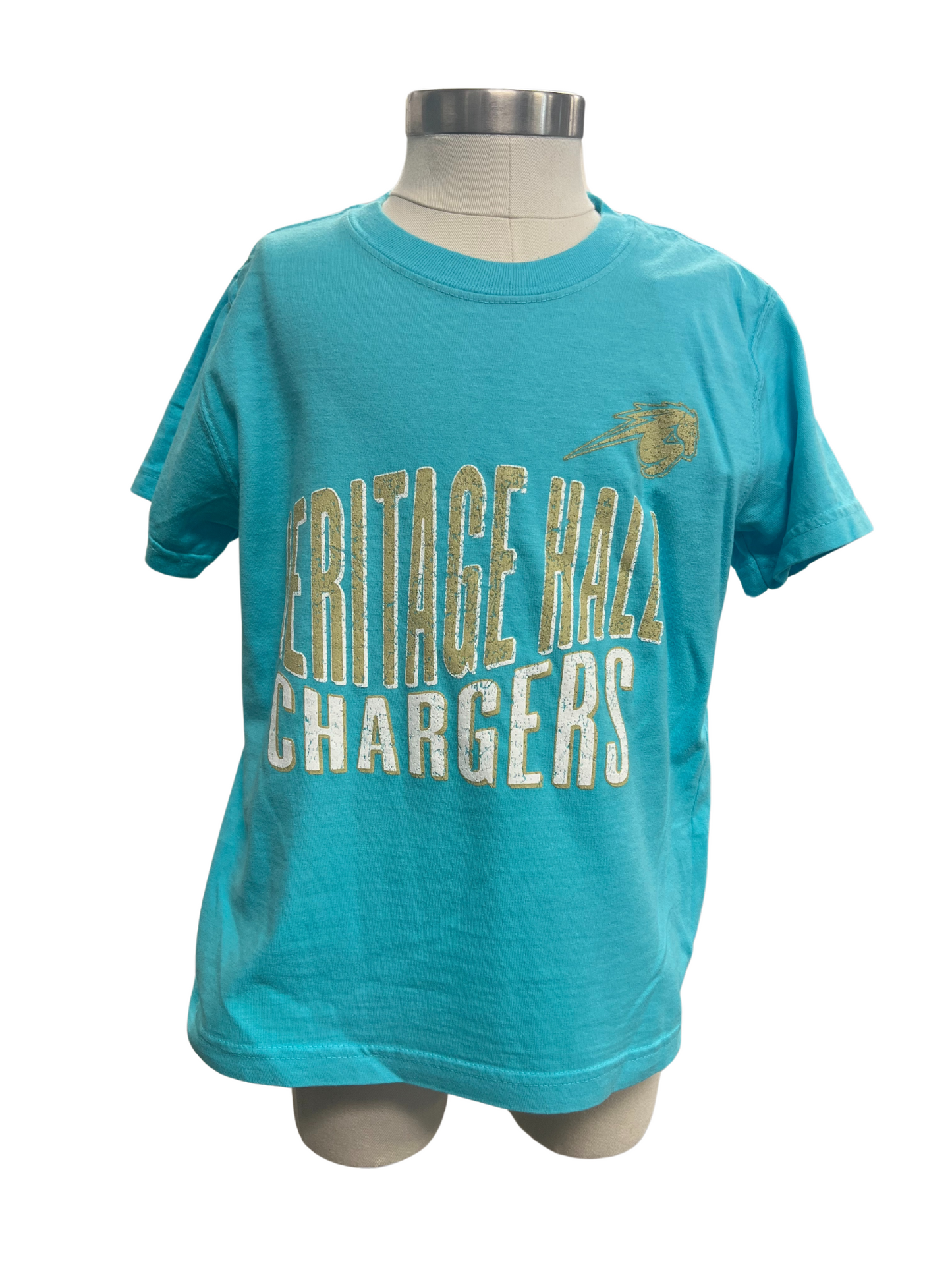 Youth T-shirt, turquoise, HER HALL gold CHARG white sway