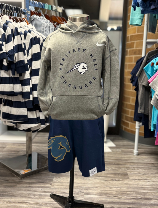 Youth Therma Hoodie, grey, circle Heritage Hall Chargers