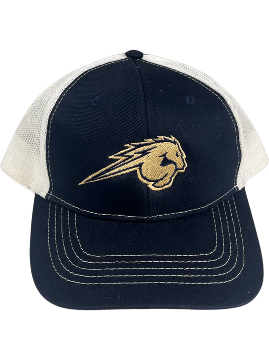 Youth Trucker Hat, navy with gold Charger