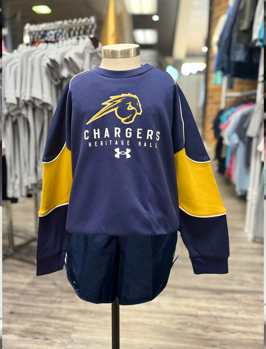Youth UA Gameday Sweatshirt, navy and yellow