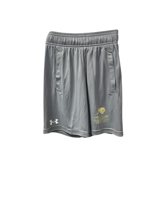 Youth UA shorts, grey with gold horse/CHARGERS