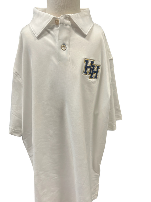 Youth Boy's Peter Millar Polo, white, stacked Hs