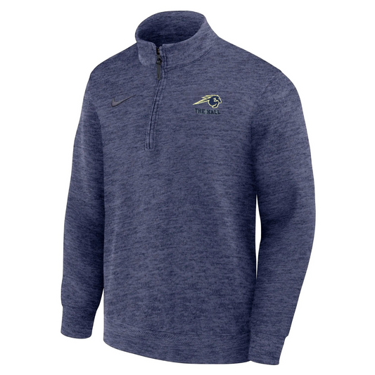 Charger Corner men's navy Dri-Fit half-zip pullover with long sleeves and subtle textured fabric finish