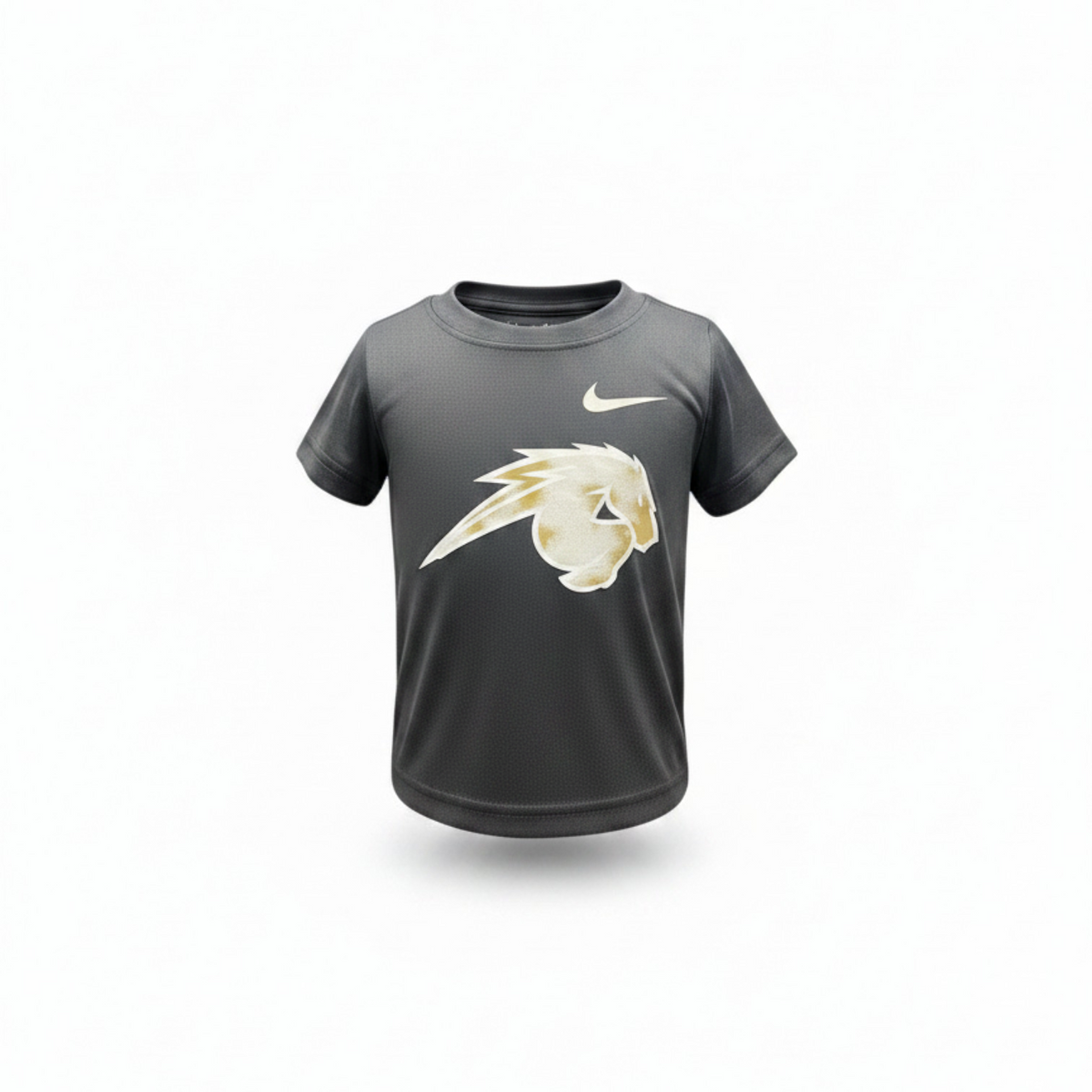 Charger Corner toddler Nike t-shirt in grey featuring a distressed horse graphic and white Nike swoosh logo
