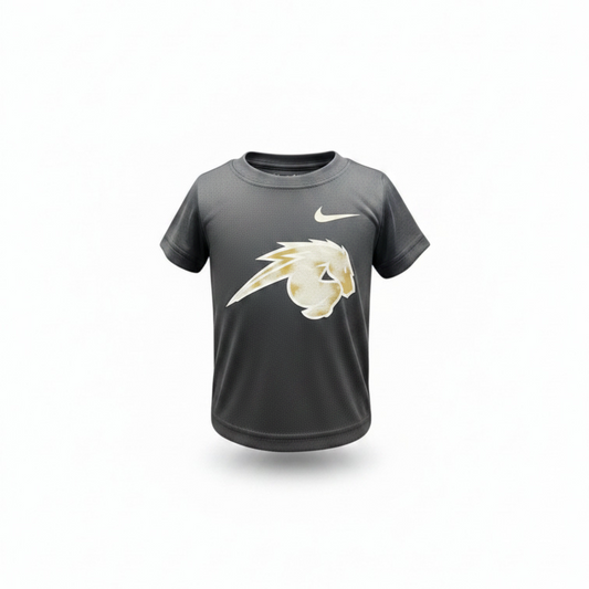 Charger Corner toddler Nike t-shirt in grey featuring a distressed horse graphic and white Nike swoosh logo