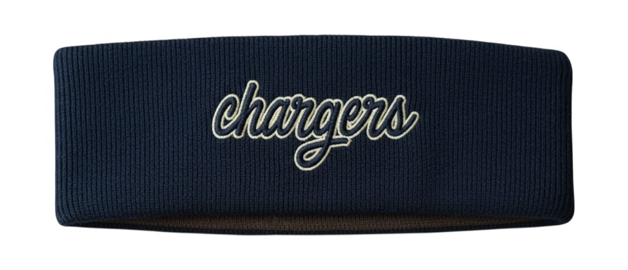 The Game earband, navy, chargers script