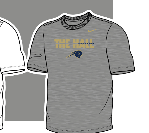 Men's Nike Legend, grey, THE HALL Chargers strikethrough