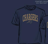 Adult T-Shirt, navy, CHARGERS over horse logo