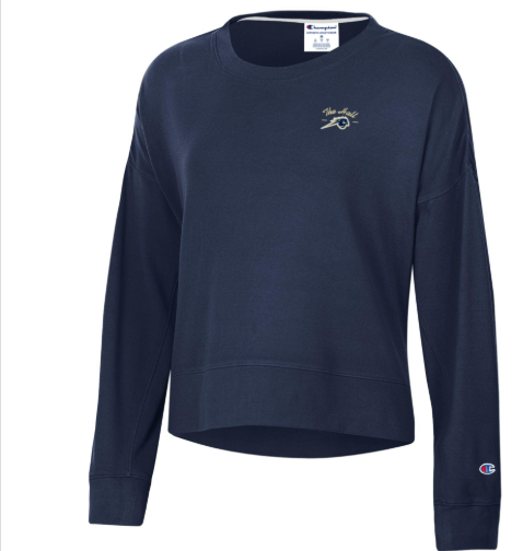 Women's soft touch LS, Champion, marine navy, The Hall over horse