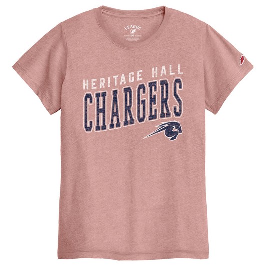 Women's T-Shirt, League, dusty rose, HHall Chargers diagonal